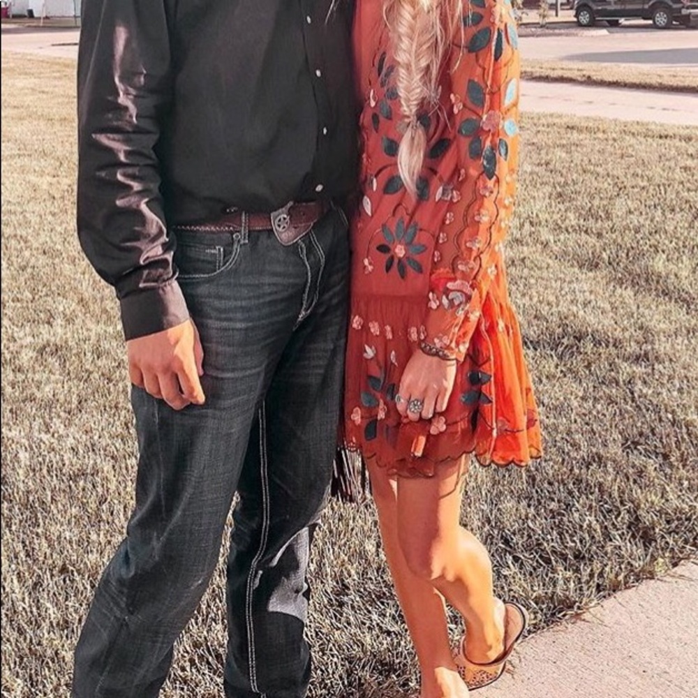 Free people orange emboss dress